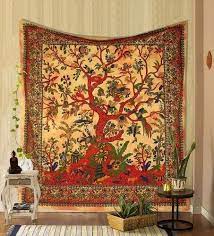 Golden Tree Of Life Tapestry Wall Decor