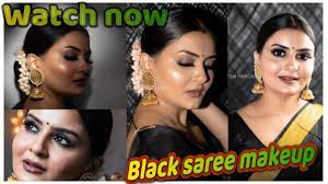 black saree makeup look party makeup
