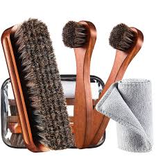 4 pcs horsehair shoe brush kit