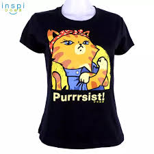 Inspi Tees Ladies Loose Fit Purrrsist Cat Black Tshirt Printed Graphic Tee T Shirt Shirts Tshirts For Women Womens