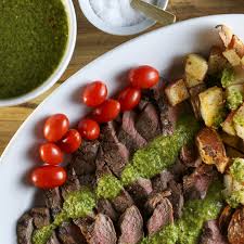 In this recipe, the tenderloin is marinated in half of the sauce prior to grilling on a cast iron grid. Steak Potatoes With Chimichurri Something New For Dinner