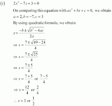Roots Of The Quadratic Equations Given