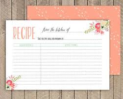 Bridal Shower Recipe Card Printable Double Sided Recipe