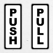 4x Push Pull Door Vertical Sticker Sign