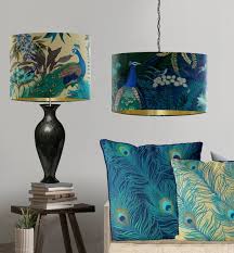 Peacock Garden Lampshade On Blue Large