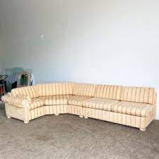 beige striped sectional sofa