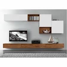 White Brown Plywood Wall Mounted Tv Unit