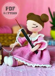 crochet yuko doll in dress amigurumi