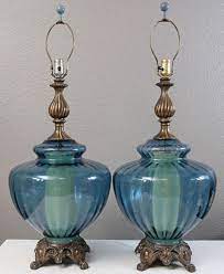 Vintage Turquoise Glass Lamps Vintage