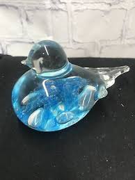 Joe St Clair Art Glass Bright Blue Bird