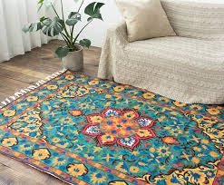 cashmere wool embroidered rug 120x180