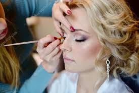 wedding makeup for bride stock photo by