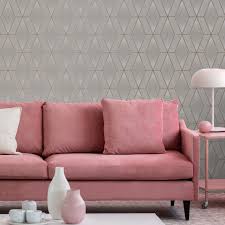 Geo Taupe And Rose Gold Wallpaper
