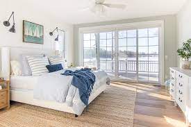 blue lake house master bedroom