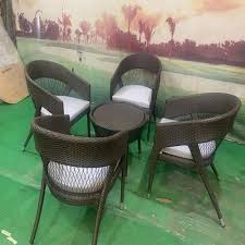 Brown Wicker Chair Table Set