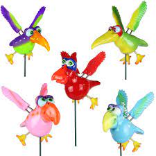 Funny Birds Garden Stakes Set Of 6