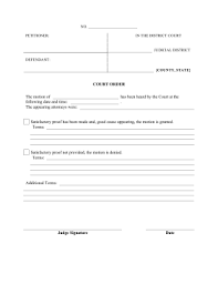 Printable Court Order Legal Pleading Template