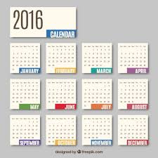 2016 Monthly Calendar Vector Free Download