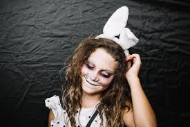 photo cute in rabbit face paint