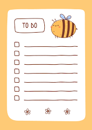 list template decorated by kawaii bee