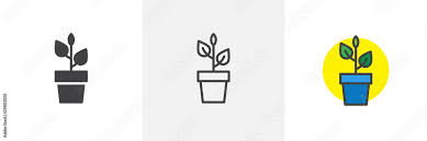 Plant In Flower Pot Icon Line Solid