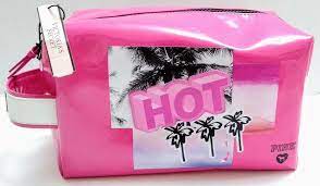 pink dog heart cosmetic purse