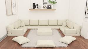 U Shaped Linen Sofa Sectional Sofa