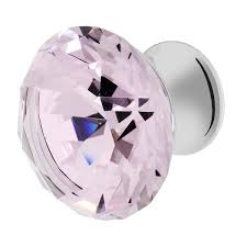 Chrome With Pink Crystal Cabinet Knob