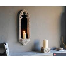 Gothic Candle Sconce Stone Trefoil