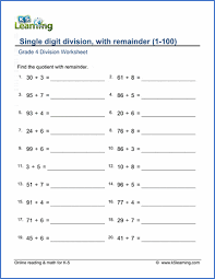 Grade 4 Mental Division Worksheets