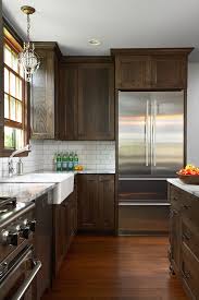 brown kitchen cabinets transitional