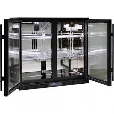 Black Glass Double Door Bar Fridge