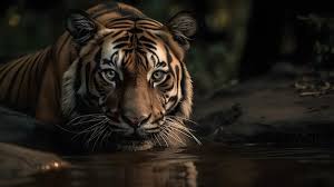 premium ai image a tiger drinking