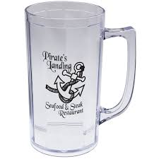 16 oz clear plastic beer mug w handle