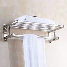 stainless steel double towel rack wall