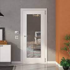 chrome bevelled glass door white