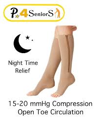 Presadee Seniors 15 20 Mmhg And 20 30 Mmhg Zipper Compression Easy Zip Up Socks Swelling Calf Leg Day And Night 2 Pack