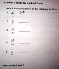solved write the decimal forms of the