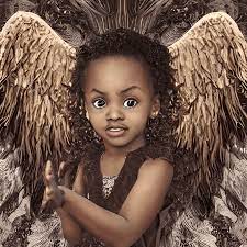 cute african brown skin angel baby