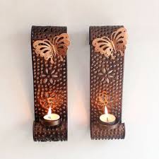 Metal Wall Sconce With Hand Crafted