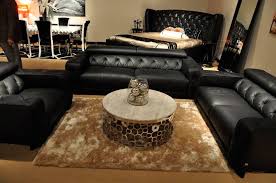The sofa is fully upholstered in black leather. Modern Black Leather Sofa Set Novocom Top