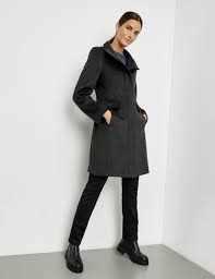 Short Wool Coat With A Stand Up Collar