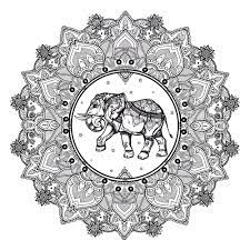 Round indian mandala coloring page is a tool for meditation technique harnessing the power of mandalas to explore consciousness. Cute Elephant Indian Style Difficult Mandalas For Adults 100 Mandalas Zen Anti Stress