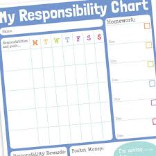 Boys Responsibility Reward Chart Teach Older Kids