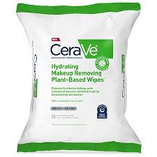 cerave wipes plant based makeup removing hydrating 25 pre moistened towelettes