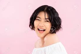 Korean hairstyles for men are unique because asian men have different hair textures than others. Smiling Young Cute Asian Woman With Korean Short Hairstyle In Stock Photo Picture And Royalty Free Image Image 128754901