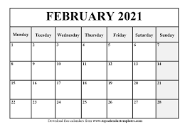 Now we are talking about the days and holidays of february month so february has 28 days this year. February 2021 Printable Calendar Monthly Templates