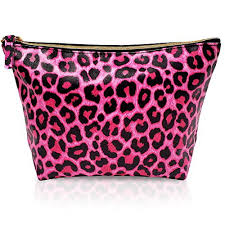hot pink makeup bag pink leopard print