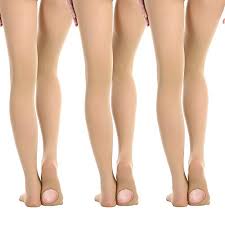 Manzi 3 Pairs Dance Tights Convertible Transition Ballet Tights Womens Girls 40 Denier Nude Large