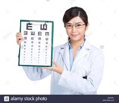 Optician Doctor Show With Eye Chart Stock Photo 145057239